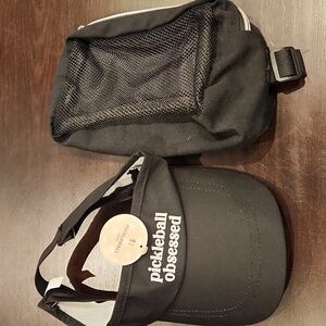 Black & White Pickleball Obsessed Visor & Pouch Set, NWT